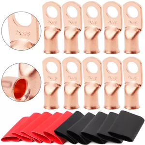 10pcs 2 AWG-3/8" Battery Lugs Copper Wire Lugs Ring Terminal Battery Cable Ends - Picture 1 of 10