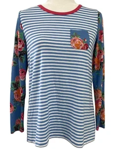Matilda Jane Mujer Me Time Azul/Blanco Rayas Floral Manga Larga Talla Grande - Imagen 1 de 5