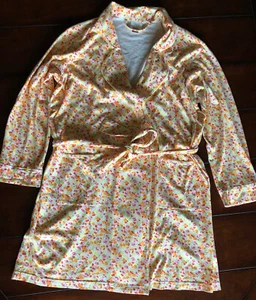 Talbots Intimates Damen kleiner Kimono vorne zum Binden Morgenmantel Blumenmuster orange - Bild 1 von 7