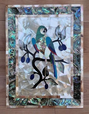 Serving tray marble stone 9" x 12" pietra dura gemstone inlay work Platter Gift - Image 1 of 3