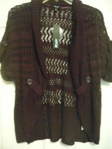 Ladies Medium Sweater Top,Open Cardigan, Plum, Short Sleeve,Apt. 9, NWT. - Picture 1 of 7