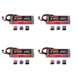 Venom 25C 2S 4100mAh 7.4V Hard Case LiPo Battery with UNI Plug System x4 Packs - Picture 1 of 3