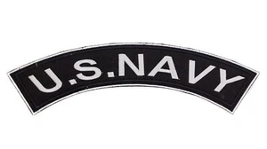 U.S Navy White Border Iron on Top Rocker Large Patch for Jackets - Picture 1 of 2