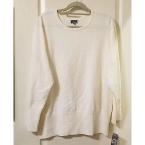 Neu mit Etikett - JM Collection Damen Pullover Sweater cremefarben Lng Slv Rundhals S 3X - Bild 1 von 10