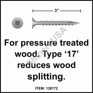 (2000) Type 17 WAR Coated Exterior Screw 8 x 3 Square Drive Bugle Head #138172 - Picture 1 of 1