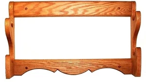 Eiche Holz 2-Sitzer Waffengestell Gewehr Schrotflinte Wandanzeige - rot Mahagoni Oberfläche - Bild 1 von 1