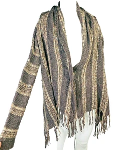 Free People Damen Pullover Größe M Strickjacke lockere Fasern braun hellbraun Boho - Bild 1 von 10