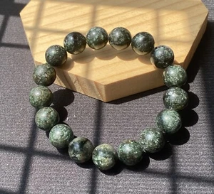 Natürliches grünes Seraphinit Clinochlore Edelstein Perlen Stretch Armband 11 mm - Bild 1 von 5