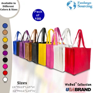 Reusable Grocery Tote Shopping Bags Hand Bags Eco Friendly 100 Pack WeBaG™ Brand - Picture 1 of 34