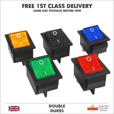 KCD4 2 Position Rectangular Rocker Switch 4 Pin 250V 16A ON OFF Large Heavy Duty - Image 1 of 4