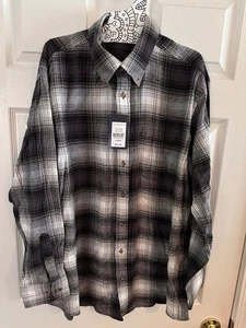 Boca Classics Black and White Thin Flannel Plaid Shirt Mens Size Large NWT - Picture 1 of 6