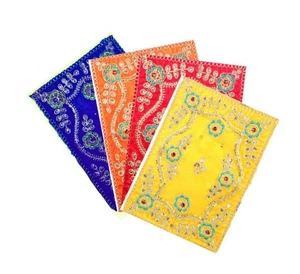 Set of 4 Aaasan Pooja Mat Aasan Puja Aasan Decorative Cloth for Pooja Puja (S... - Picture 1 of 4