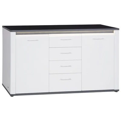 Luca Bessoni Kommode - weiß Hochglanz - Matera dunkel - 156 cm Sideboard Kommode - Bild 1 von 4