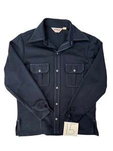 Vintage Wrangler Shacket Herren Large Navy Blau Taschen Langarm Knopfleiste - Bild 1 von 5