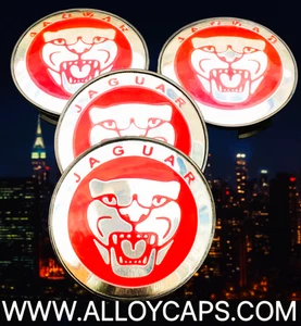JAGUAR ROT ALUFELGEN NABENKAPPEN 59MM XJ6 4er Set - Bild 1 von 2