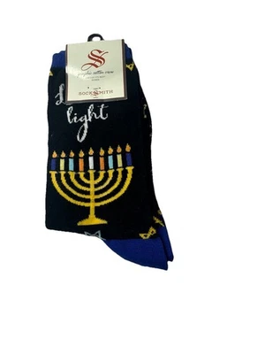 Calcetines Socksmith Hanukkah Mujer’s Crew Love & Light Menorá Estrellas de David Nuevos con Etiquetas Foto 1 de 4