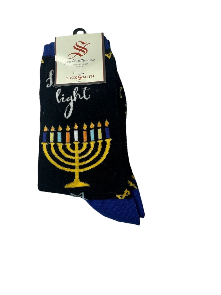 Calcetines Socksmith Hanukkah Mujer’s Crew Love & Light Menorá Estrellas de David Nuevos con Etiquetas Foto 1 de 4