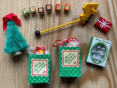 Lote De Colección Navidad Miniatura Casa De Muñecas Decoración 1:12 Caja Adornos Bolsas De Regalo Bloques Foto 1 de 4