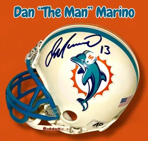 DAN MARINO AUTOGRAPHED SIGNED MIAMI DOLPHINS THROWBACK MINI HELMET wAP/COA - Picture 1 of 7