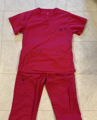 Med Couture Scrub Set Crimson/Blue Gem Sz Small - Image 1 of 4