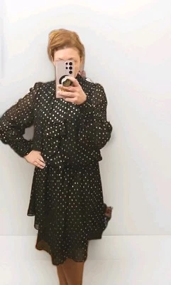 ADRIANNNA PAPELL Negro y Dorado Fiesta Boda Elegante Vestido Conservador y Sexy 12 Foto 1 de 4