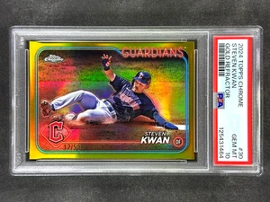 2024 Topps Chrome #30 Steven Kwan Gold Refractor /50 PSA 10 Gem Mint - Bild 1 von 2