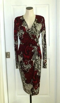 Vestido ETRO Itália Art-to-Wear Jersey Geo Paisley Animal envoltório falso IT46 US10 US$ 2350 - Imagem 1 de 4