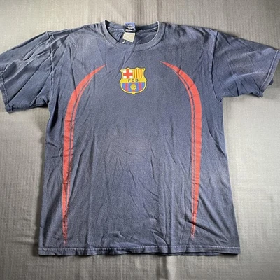 Camiseta FC Barcelona Hombre Grande Azul Marino Fútbol Messi 10 Gráfico Quinto Sol y2k Foto 1 de 4