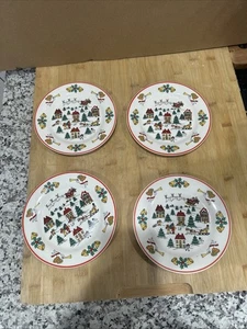 VTG Jamestown China The Joy Of Christmas 4 Pc Place Setting salad plates 1987 * - Picture 1 of 12