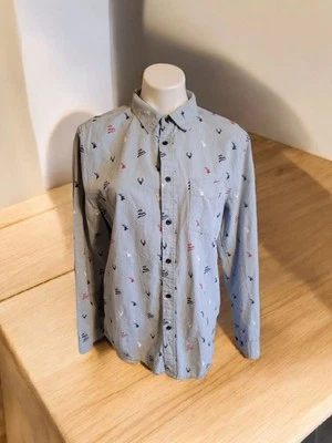 Camisa H&M Dividida Para Hombre Talla M Abotonada Azul Claro Cambray OH CIERVO 100% Algodón Foto 1 de 4