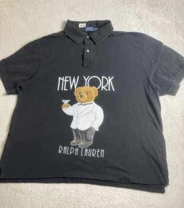 Polo Ralph Lauren Polo Shirt Mens 3XB Black Polo Bear New York Tuxedo Martini - Picture 1 of 10