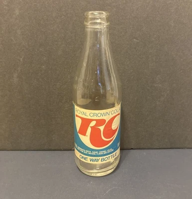 Garrafa de cola vintage RC Royal Crown etiqueta de papel 10 oz garrafa unidirecional sem refil - Imagem 1 de 4