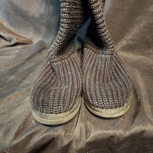 Stivali maglione UGG Australia Cardy classici neri alti in pelle di pecora taglia 7