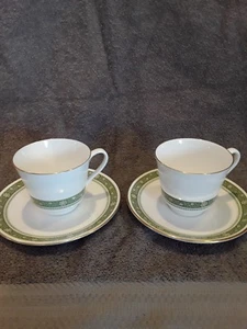 JUEGO DE 2 TAZAS Y PLATILLOS VINTAGE ROYAL DOULTON RONDELAY INGLATERRA H5004  - Imagen 1 de 4