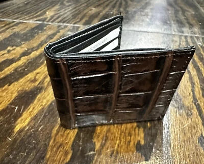 Cartera de cuero genuino plegable para hombre con estampado de vientre Caimán-3823 Foto 1 de 4