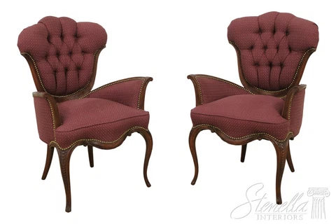 56509EC: Pair Vintage 1950s French Style Living Room Chairs Cover