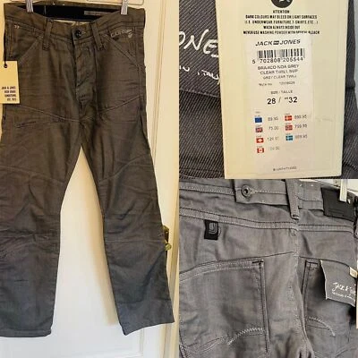 Bnwt £75 Jack Jones Branco Noa Grey Twill Loose Fit Mens Boys Jeans 28/32 - Image 1 of 4