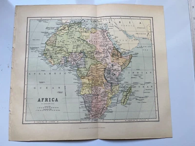1908 antique chromolithograph map of Africa political physical - Image 1 of 4