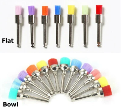 Dental Nylon Latch Flat Bowl Brush Polishing Polisher Color Prophy Brushes Cups - Image 1 of 4