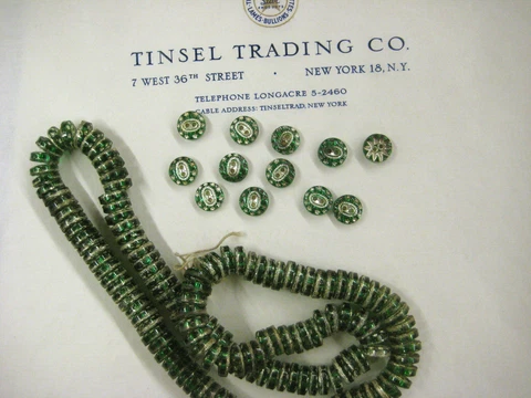 Vintage Antique Green/Silver Glass  Buttons Unused 1 doz  Doll Costume Cover