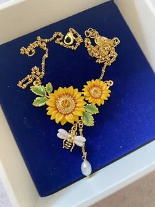 Juicy grape gold skin copper base sunflower bee ring bracelet necklace brooch - Imagen 1 de 21