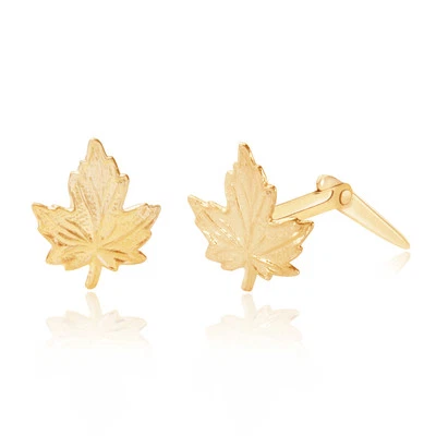 9ct yellow gold maple leaf Andralok stud earrings / Gift box - Image 1 of 4