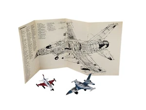 Vtg Lot of 2 General Dynamics F-16 Diecast Models with Folding Info Stats Card - Picture 1 of 18