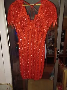 Red Beaded Evening Cocktail Dress - Picture 1 of 2