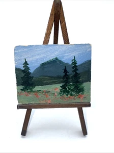 Quadro paesaggio miniatura su cavalletto firmato Helen Strange casa delle bambole arte - Foto 1 di 3