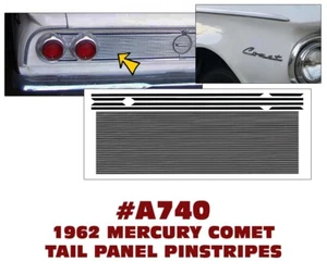 A740 1962 MERCURY COMET - CALCOMANÍAS DE INSERTO A RAYAS PANEL TRASERO - Imagen 1 de 1