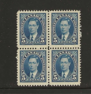 Canada Scott #235 mint never hinged block of 4, 5c blue George VI 1937 og f/vf - Picture 1 of 2