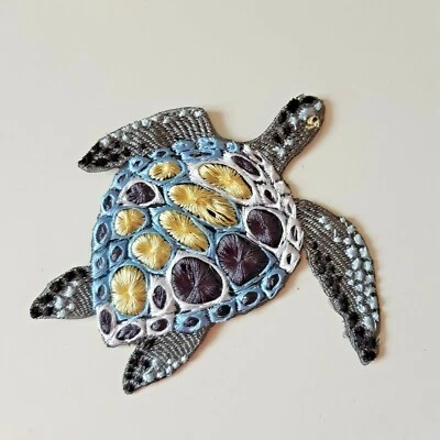 Sea Turtle Turquoise tortoise Marine Handmade Sew-On Embroidered Patch - Image 1 of 4