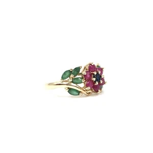 14kt Gelbgold Ring Multicolor Blume 585 Gold Schmuck Topas Turmalin 15.9mm / 50 - Bild 1 von 18