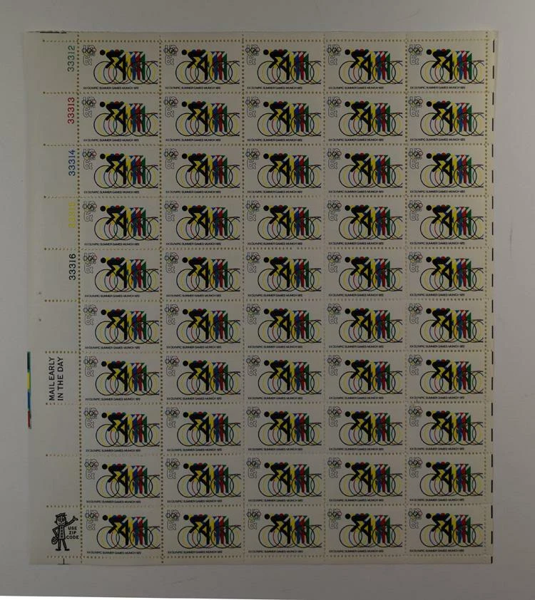 US SCOTT 1460 PANEL DE 50 SELLOS XX JUEGOS OLÍMPICOS DE VERANO 6 CENTAVOS MNH Foto 1 de 1